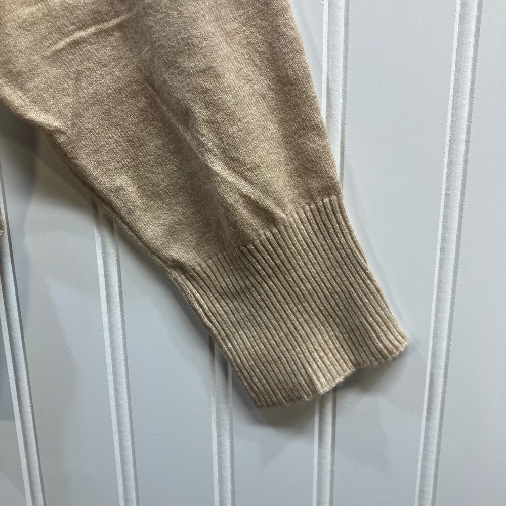 Aaeda Womens XL Floral Applique Oversized Sweater Tan Beige Whimsical Artsy BOHO - Picture 7 of 10